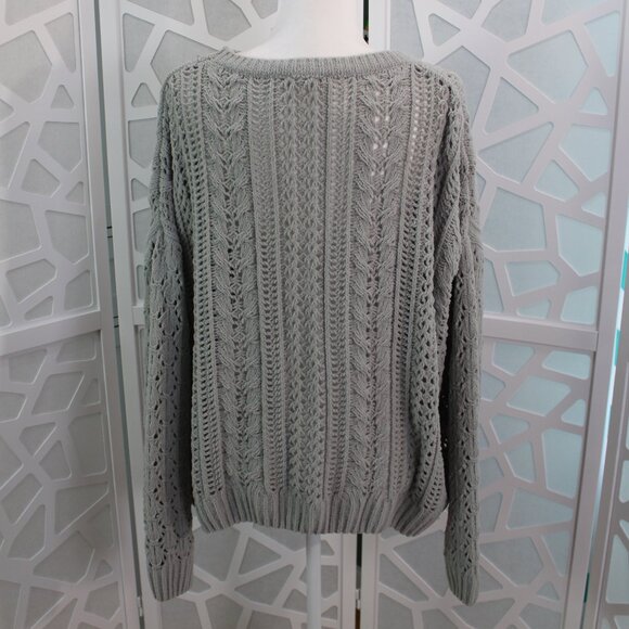 Easel Long Sleeve Boxy Pullover Knitted Sweater Grayish Green Medium - Picture 4 of 12